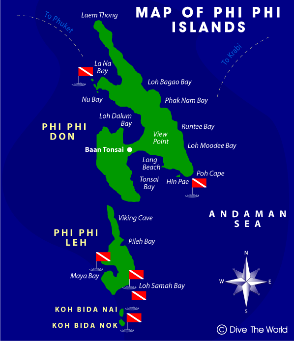 Map of Phi Phi Islands. map of thailand islands. Map of Phi Phi Islands.