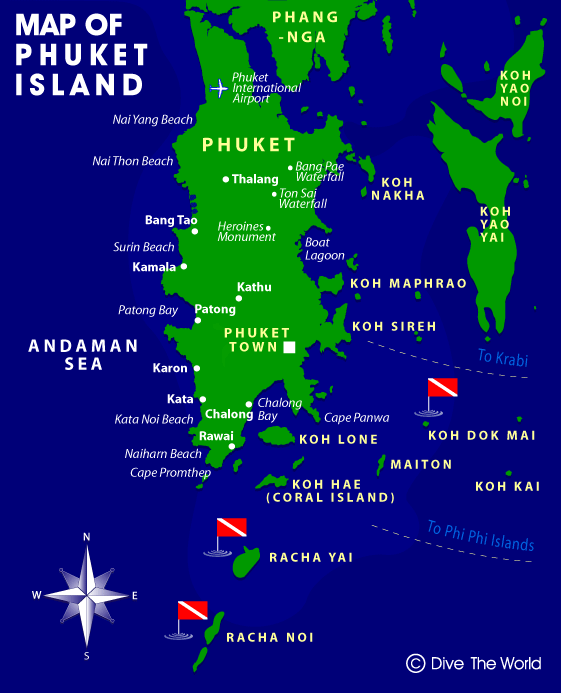 Map of Phuket Island Dive The World Thailand