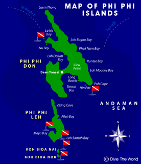 Map of the Koh Phi Phi Islands (click to enlarge in a new window)