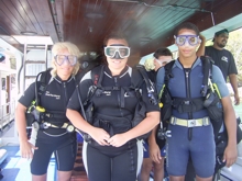 Maria Elbander, Ida Petterson and Gustaf Elbander enjoying their PADI Discover Scuba Diving in Phuket, Thailand