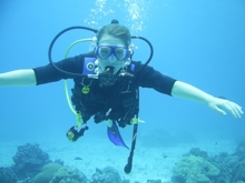 Champagne Margaux enjoying her PADI Discover Scuba Diving in Phuket, Thailand