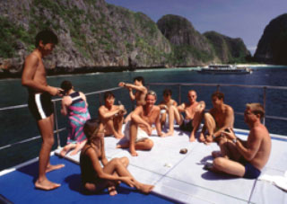 Lunch at Phi Phi Islands onboard the MV Dive Asia, the Phuket diving day trip boat