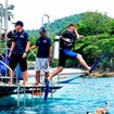 Giant stride boat entry at Racha Yai during Discover Scuba Diving