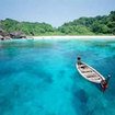 A longtail boat moored at the Similans